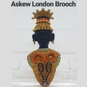Askew London Pin- Coral, Turq, Blk & Blue Chantons